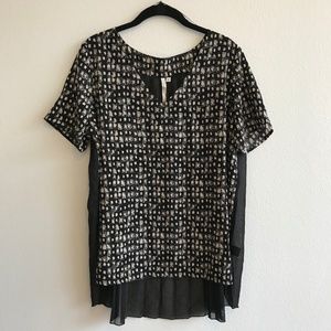 Black/cream short sleeve sheer back Bellatrix top